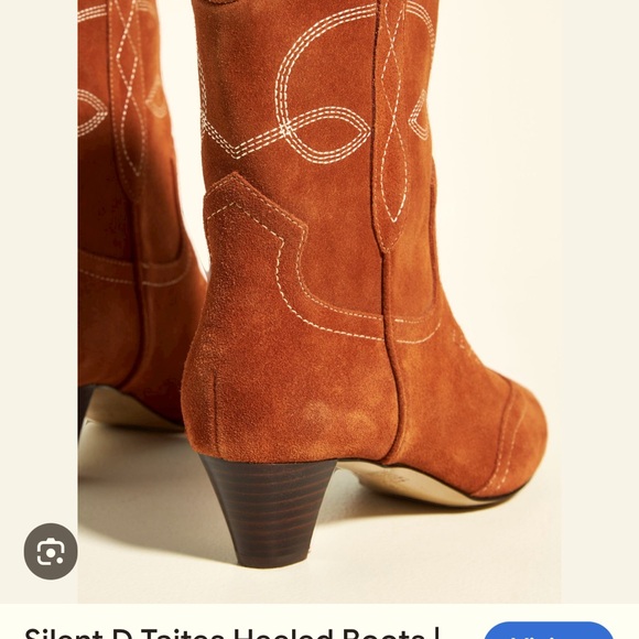 Anthropologie Silent D Taites Cowboy Boots Kitten Heeled Boots Taupe Size 40 - Picture 2 of 13